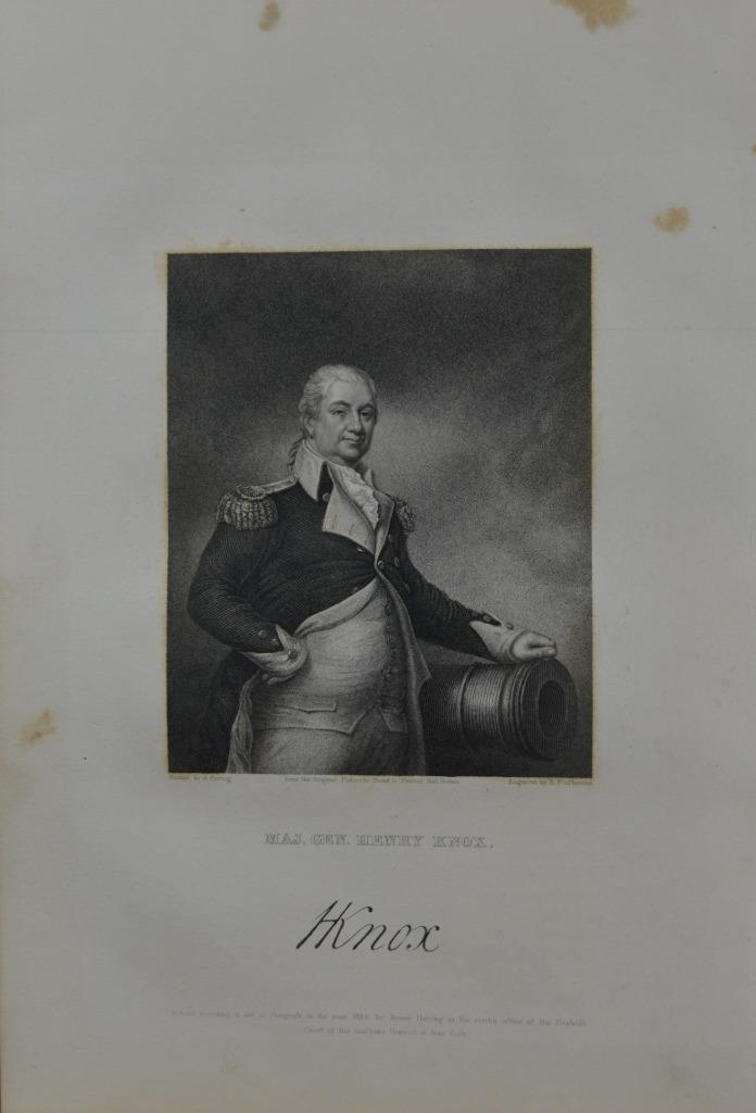 Antique Revolutionary War General Henry Knox Original 1834 Engraving Art