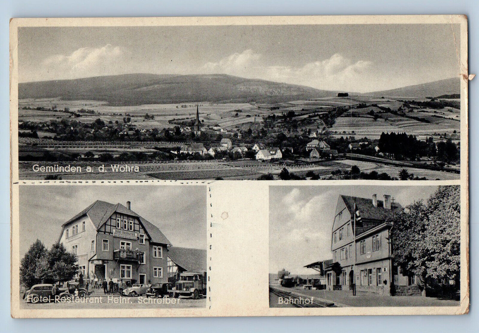 Gemünden Hesse England Postcard Railroad Restaurant Multiview c1920\'s