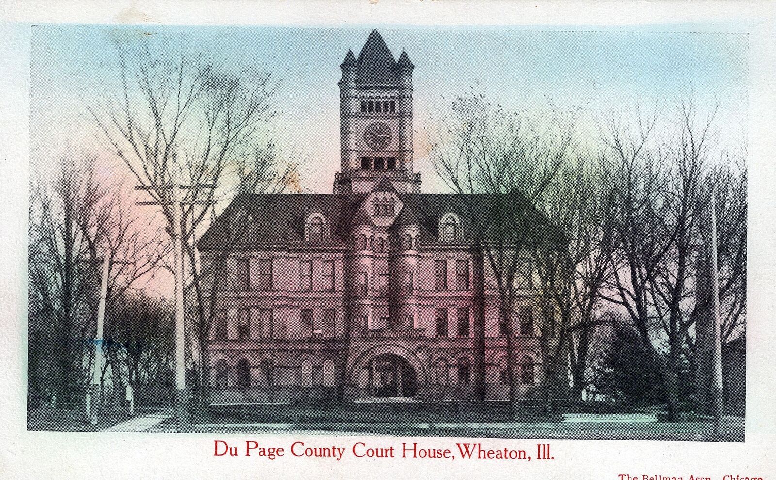WHEATON IL - Du Page County Court House Postcard - udb (pre 1908)