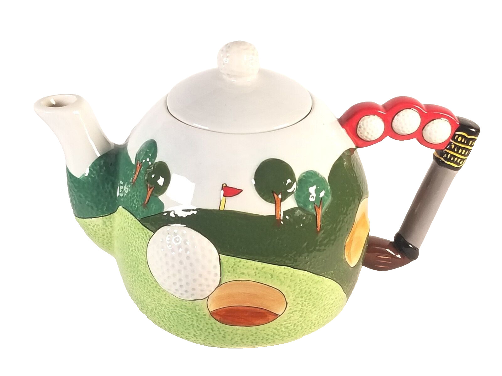 Vintage Burton & Burtoni Whimsical Ceramic Golf Teapot Collector  NWOB