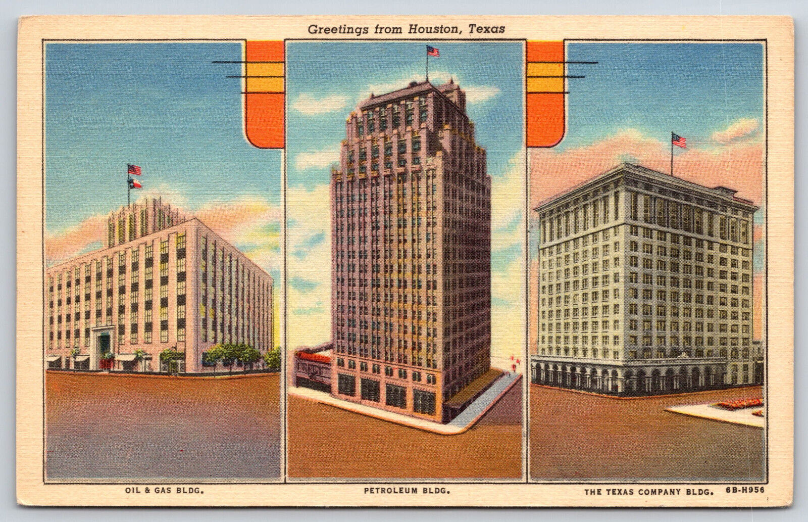 Houston TX-Texas, Oil & Gas, Petroleum, Texas Company Building, Vintage Postcard