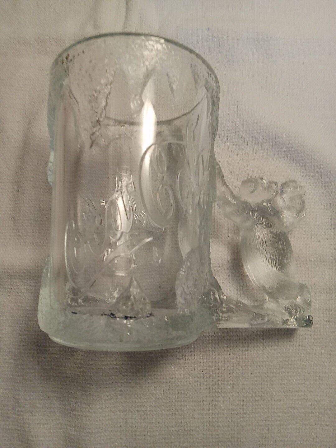 Vintage COCA COLA Mug Polar Bear Handle Clear Glass (1997)