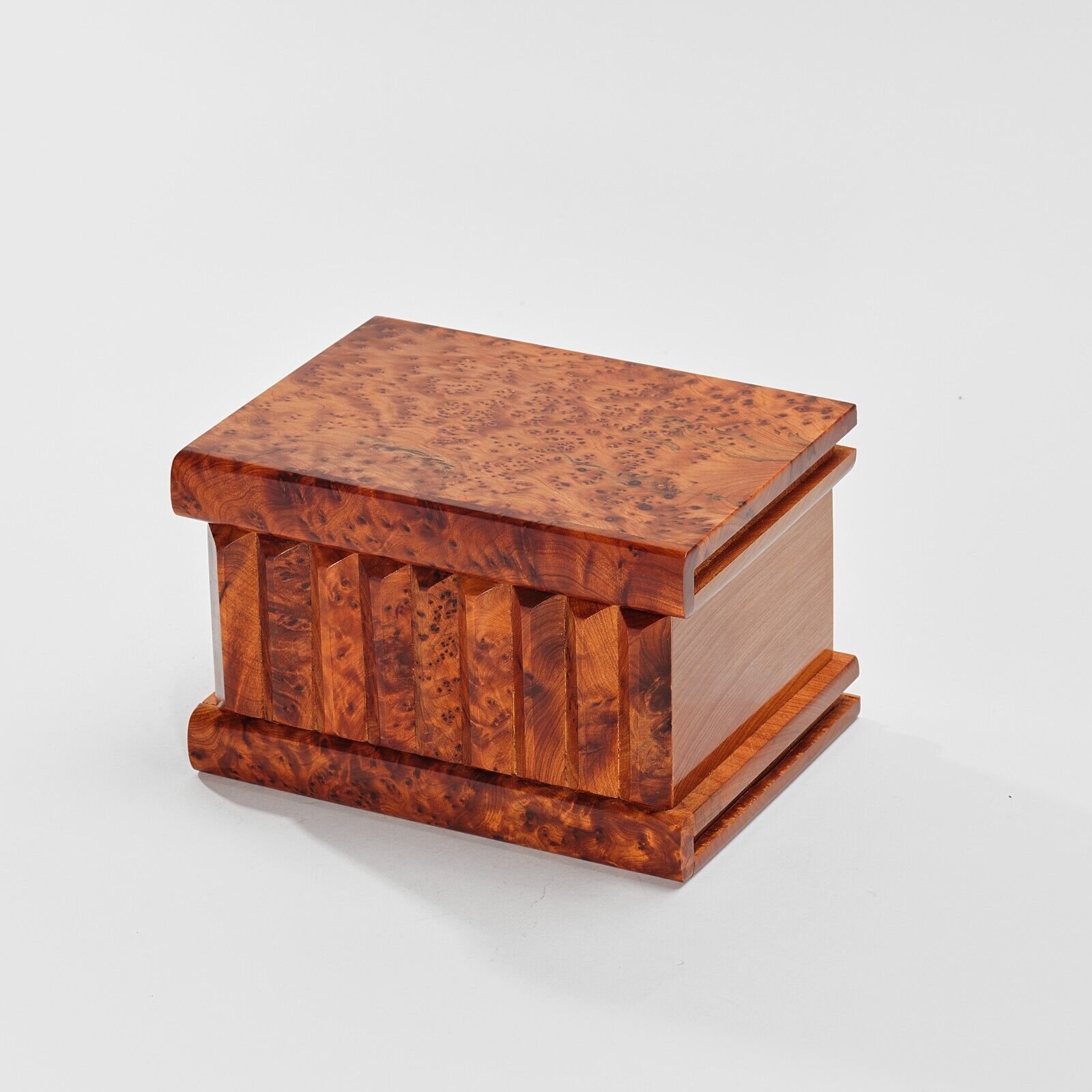 Moroccan Thuya Burl Wooden Secret Box, Handmade Mystery Box With Hidden Keyhole
