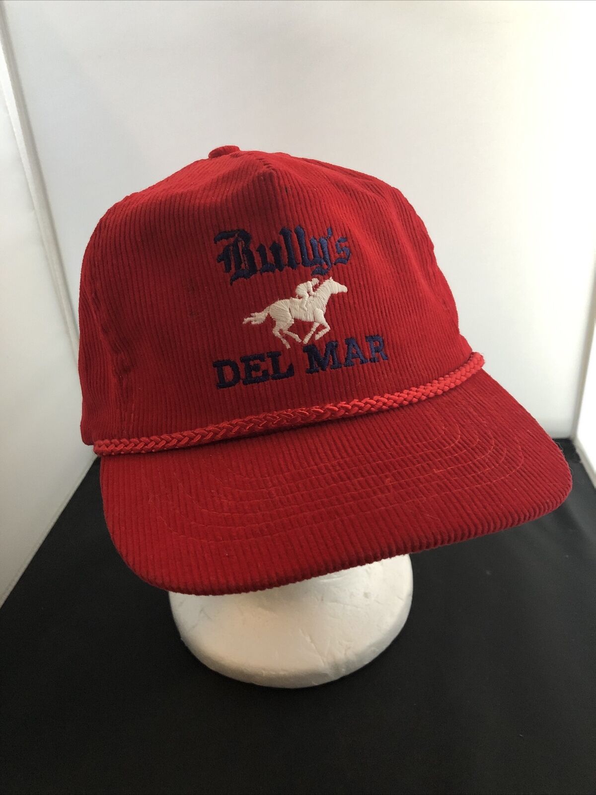 Rare Bully’s DEL MAR Hat Vintage Red Corduroy Steakhouse