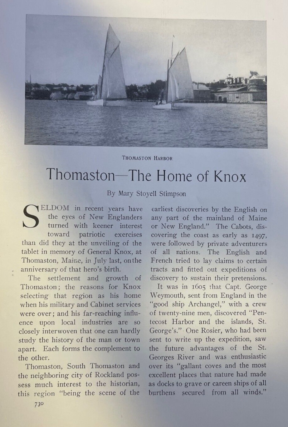1904 Thomaston Maine General Henry Knox Montpelier illustrated