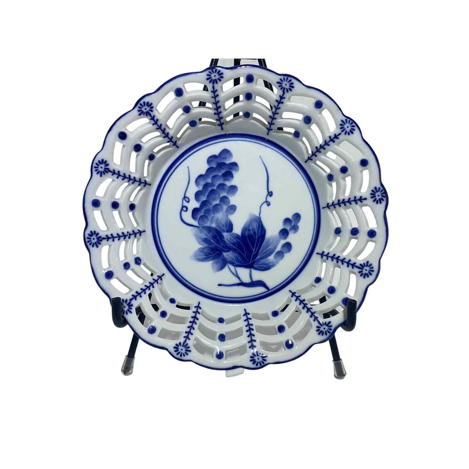 Jinding Breakthrough Serving Bowl Blue And White Decorative Vintage 8x1.5