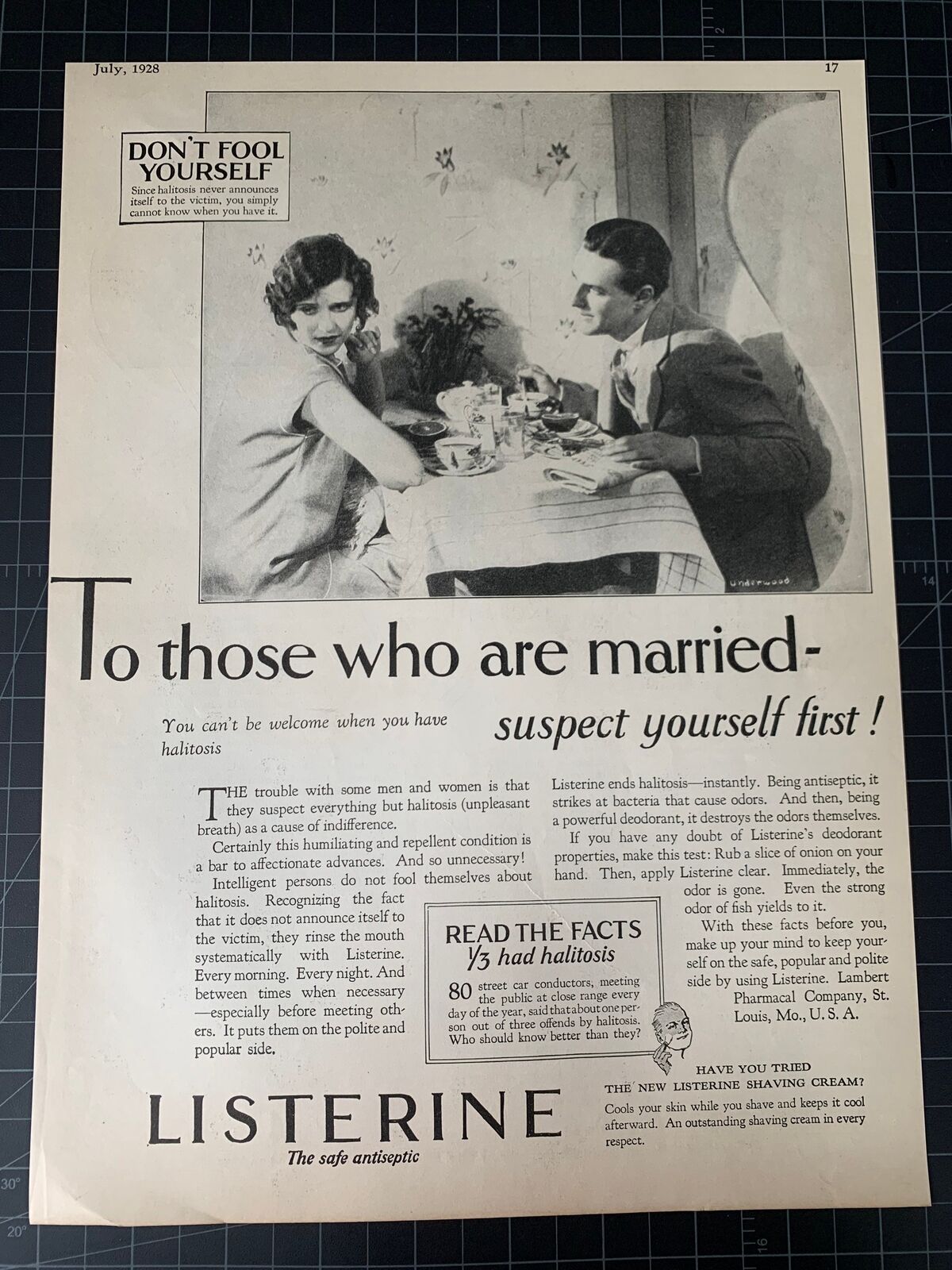 Vintage 1928 Listerine Print Ad