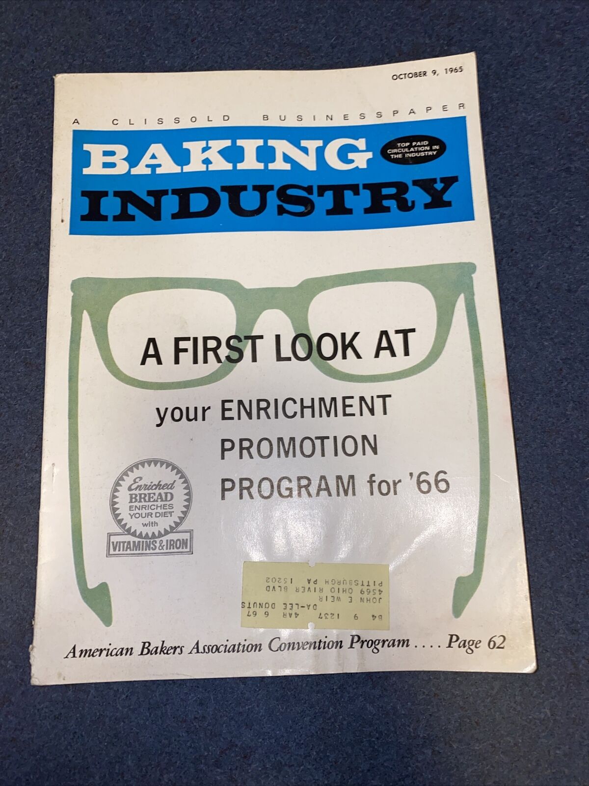 1965 October 9 BAKING INDUSTRY MAGAZINE w/ Trade Articles Ads Recipes