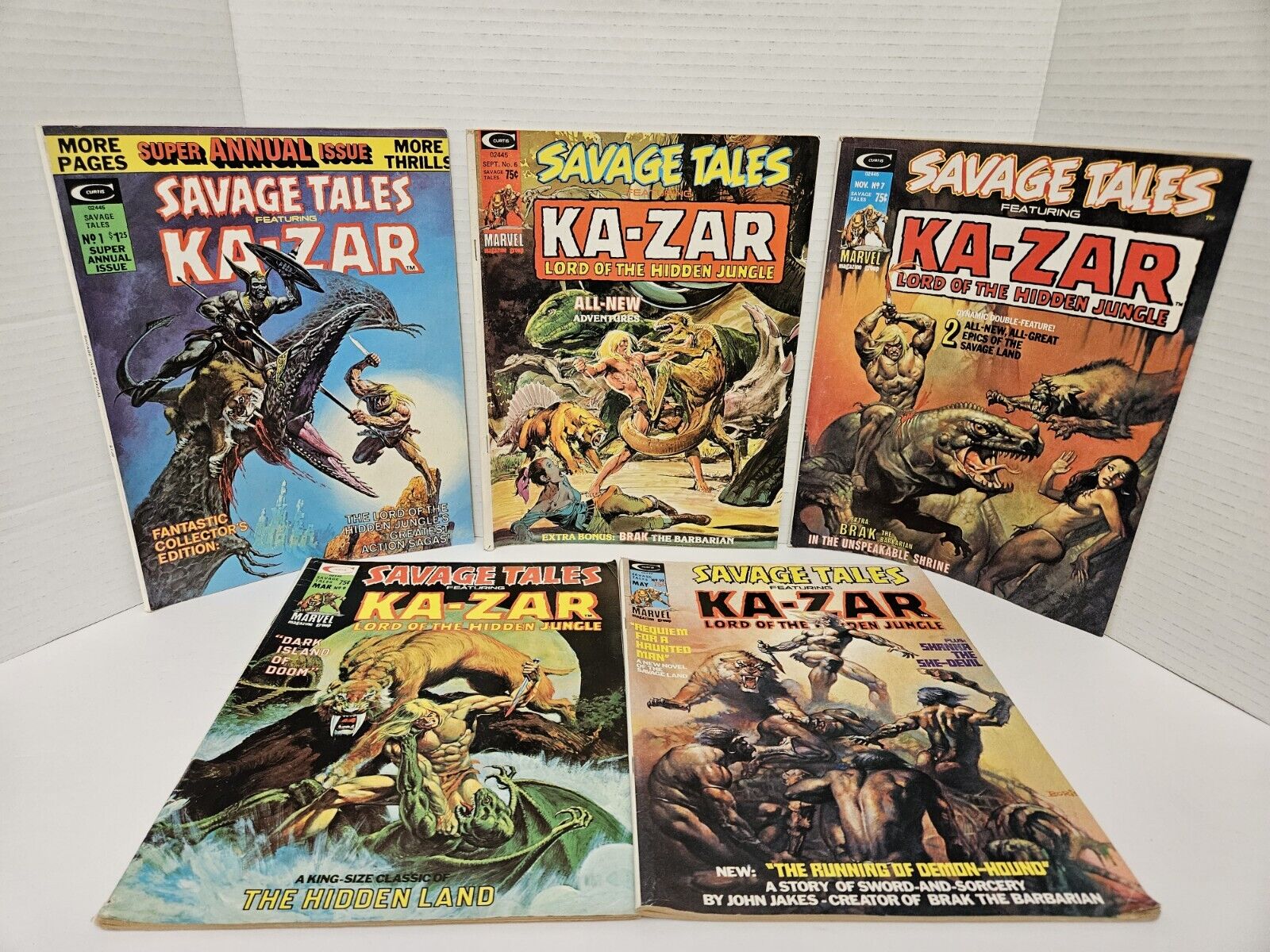 Lot Of 5 Vintage 1970s Savage Tales Featuring Ka-Zar Comics Issues 1 6 7 9 10