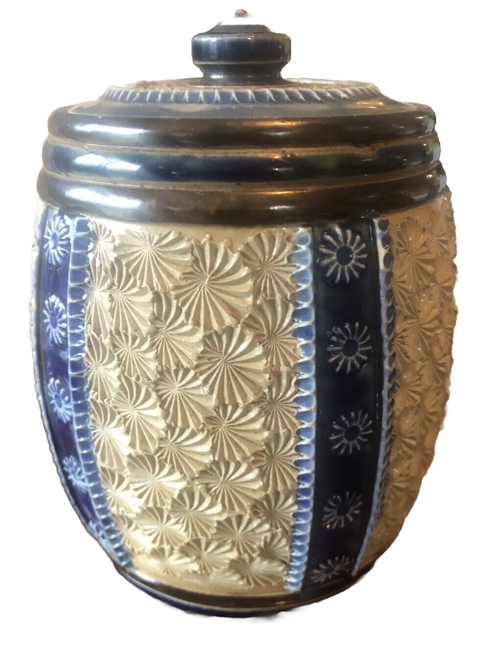Antique 1800’s Royal Doulton Lambeth glazed Tobacco Jar