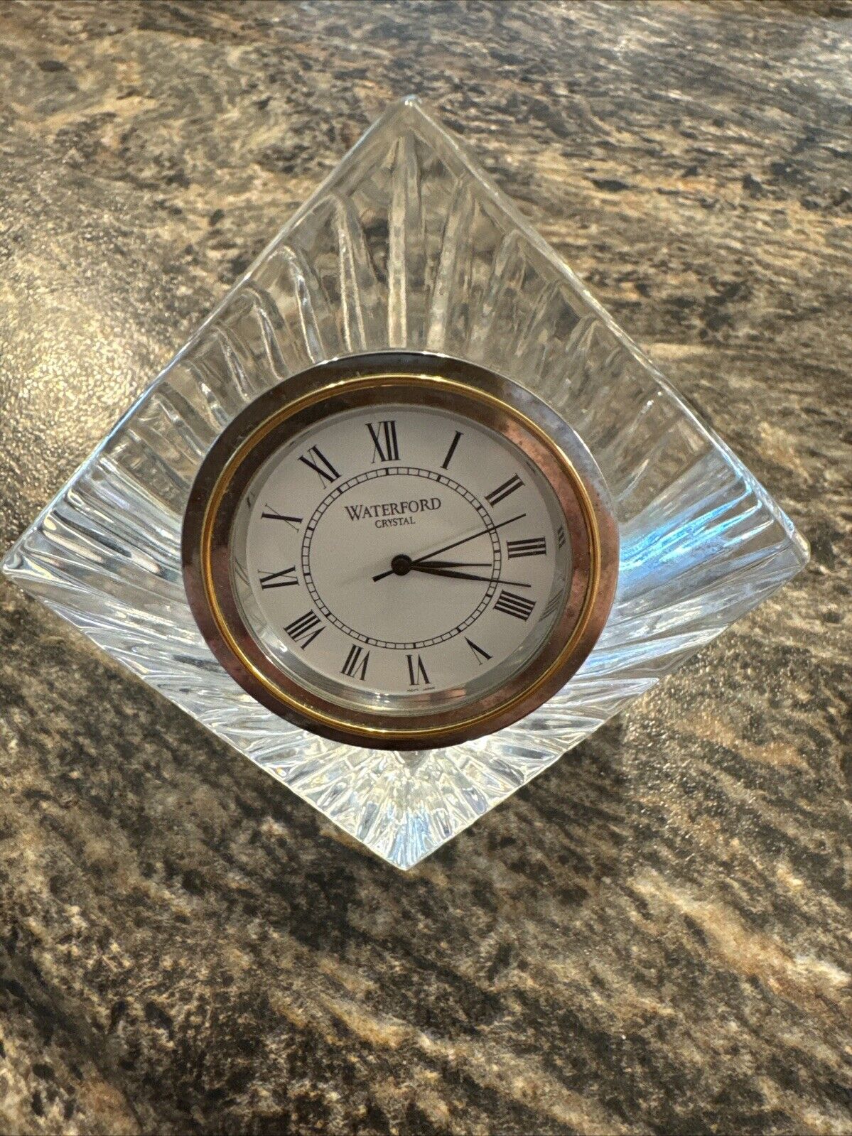 Waterford Crystal Desk Clock Meridian Cube Marked Ireland