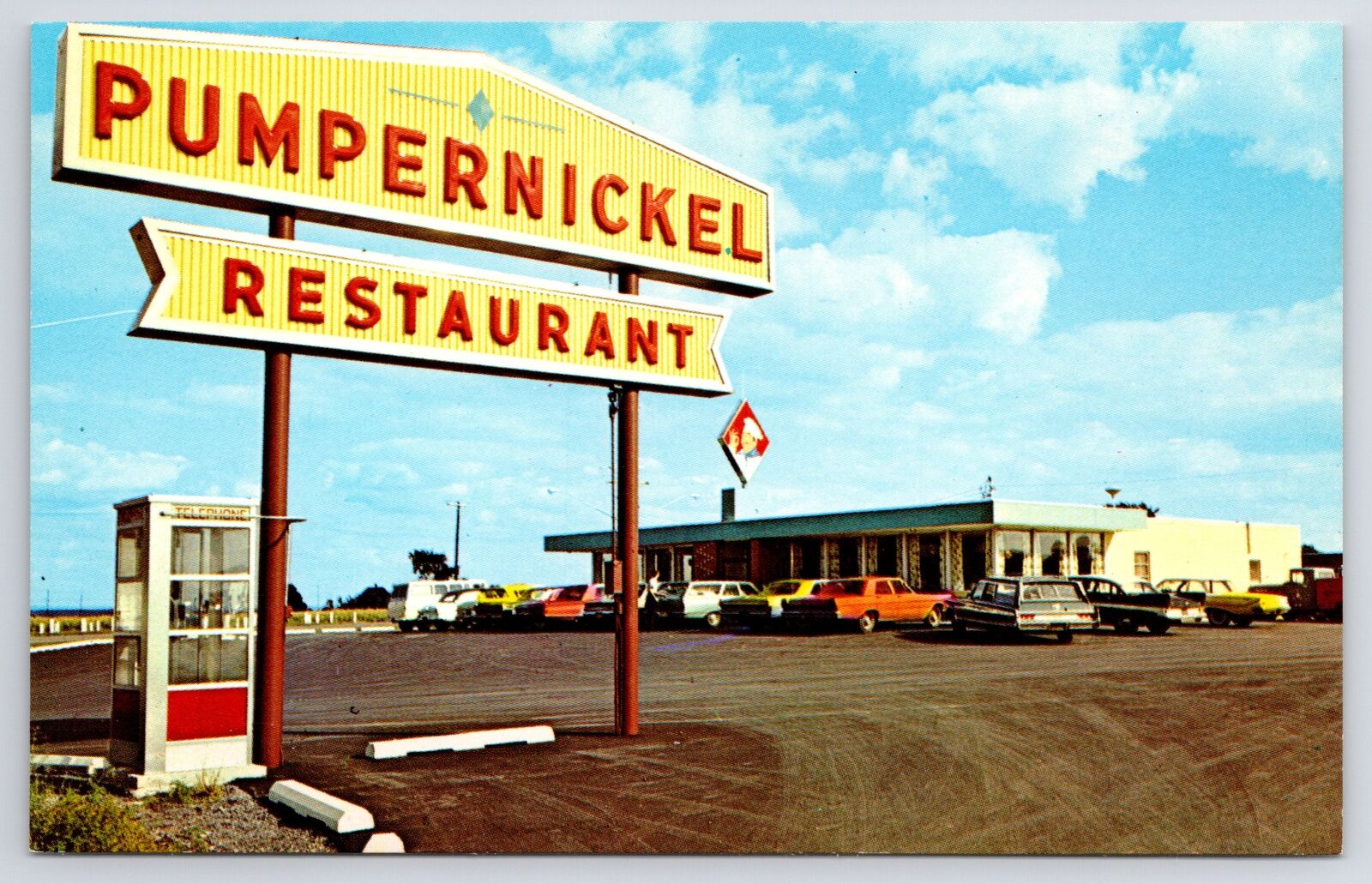 Geneva New York~New Pumpernickel Restaurant~Phone Booth~Roadside~1960s PC