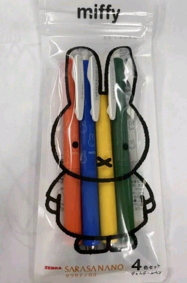 Miffy Gel Ballpoint Pen Zebra SARASA NANO 0.3mm 4pcs Set EB327D Japan limited