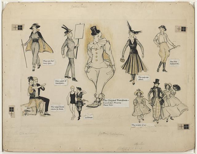 Panta=loons,Jessie Gillespie,artist,1914,clown,women,pantaloons,vignettes