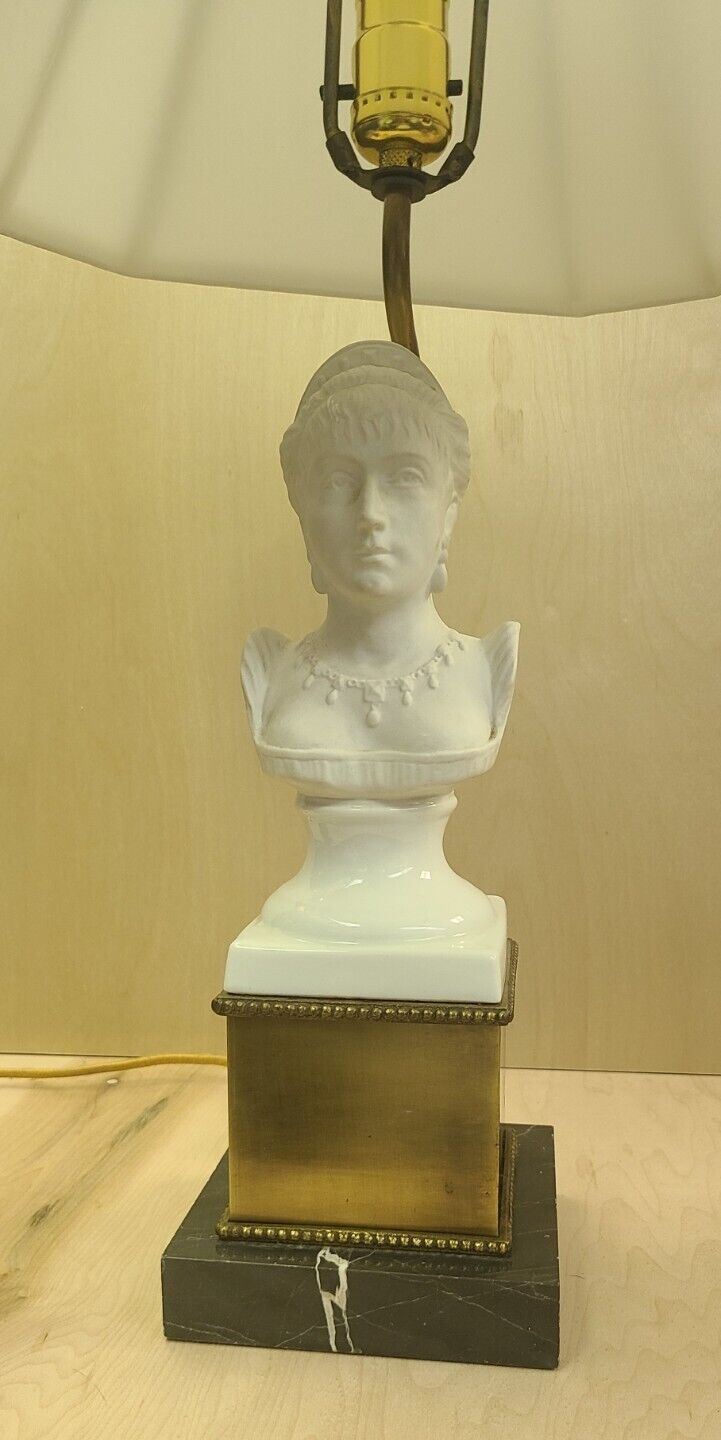 Joséphine Bonaparte Bisque Porcelain Bust Lamp Mid Century RARE 1 of a Kind