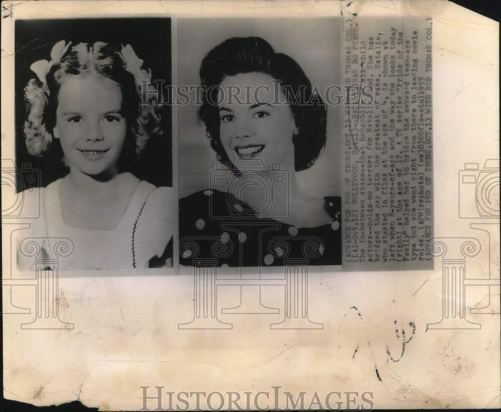 1955 Press Photo Actress Natalie Wood at age 8 and at age 17. - syb00952