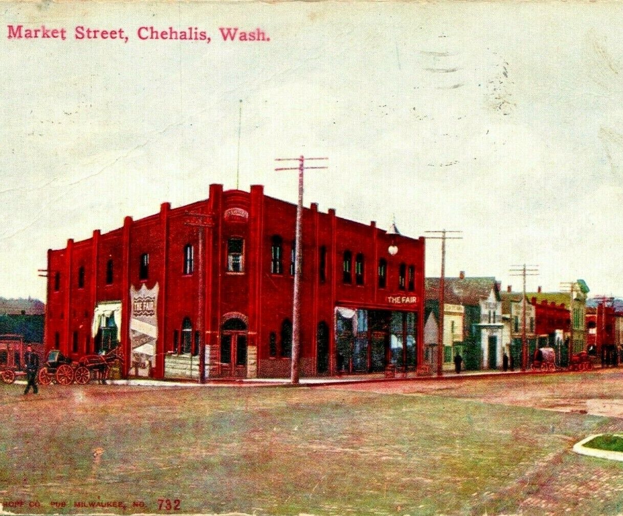 Market Street View Chehalis Washington WA 1919 DB Postcard
