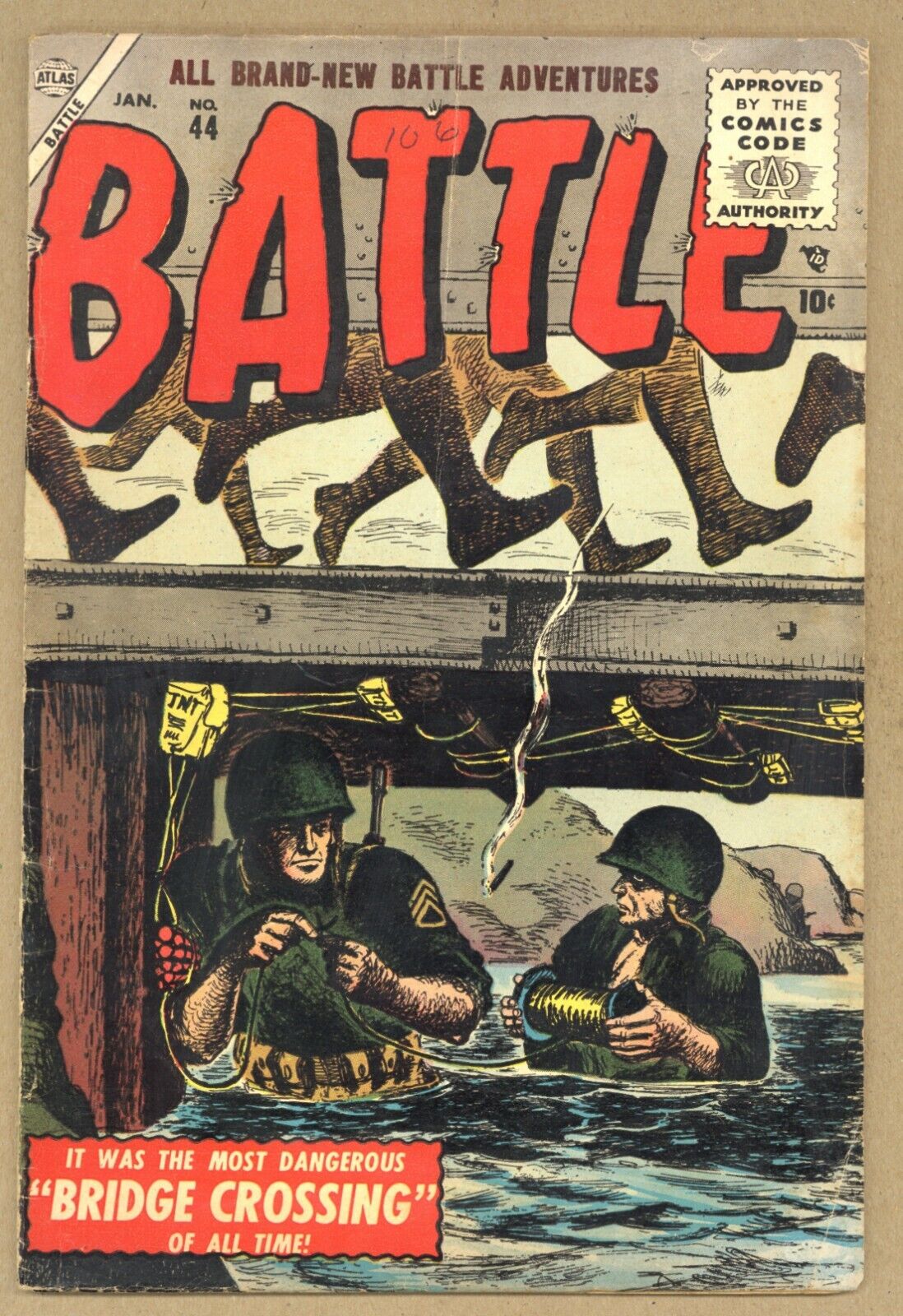 Battle 44 VG+ Heck Sinnott Ayers Napoleon\'s Retreat 1956 Atlas Comics W269