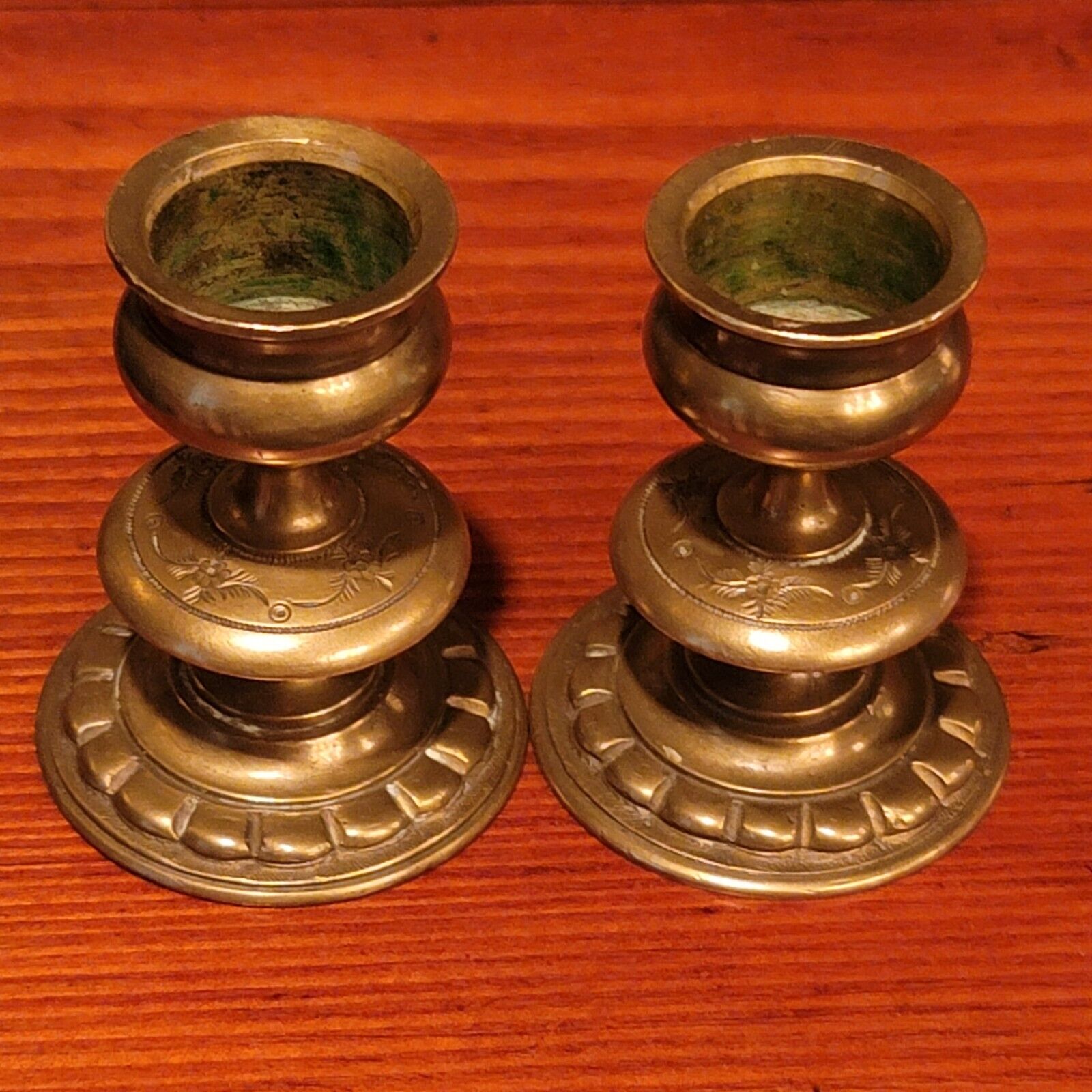 Pair Antique Minature Bronze/Brass French Candlesticks