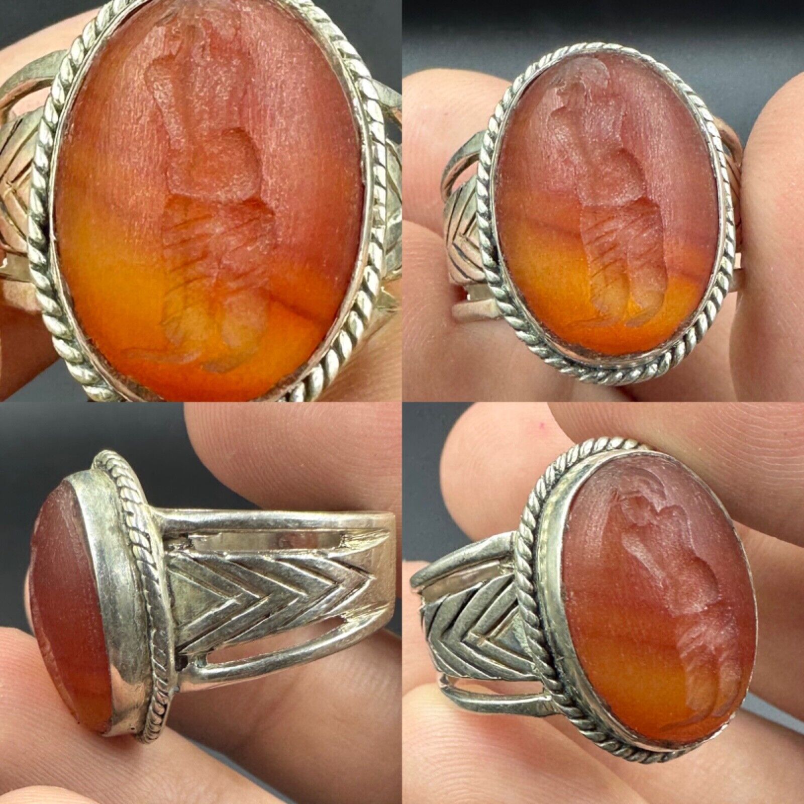 Real old ancient Roman king agate silver ring