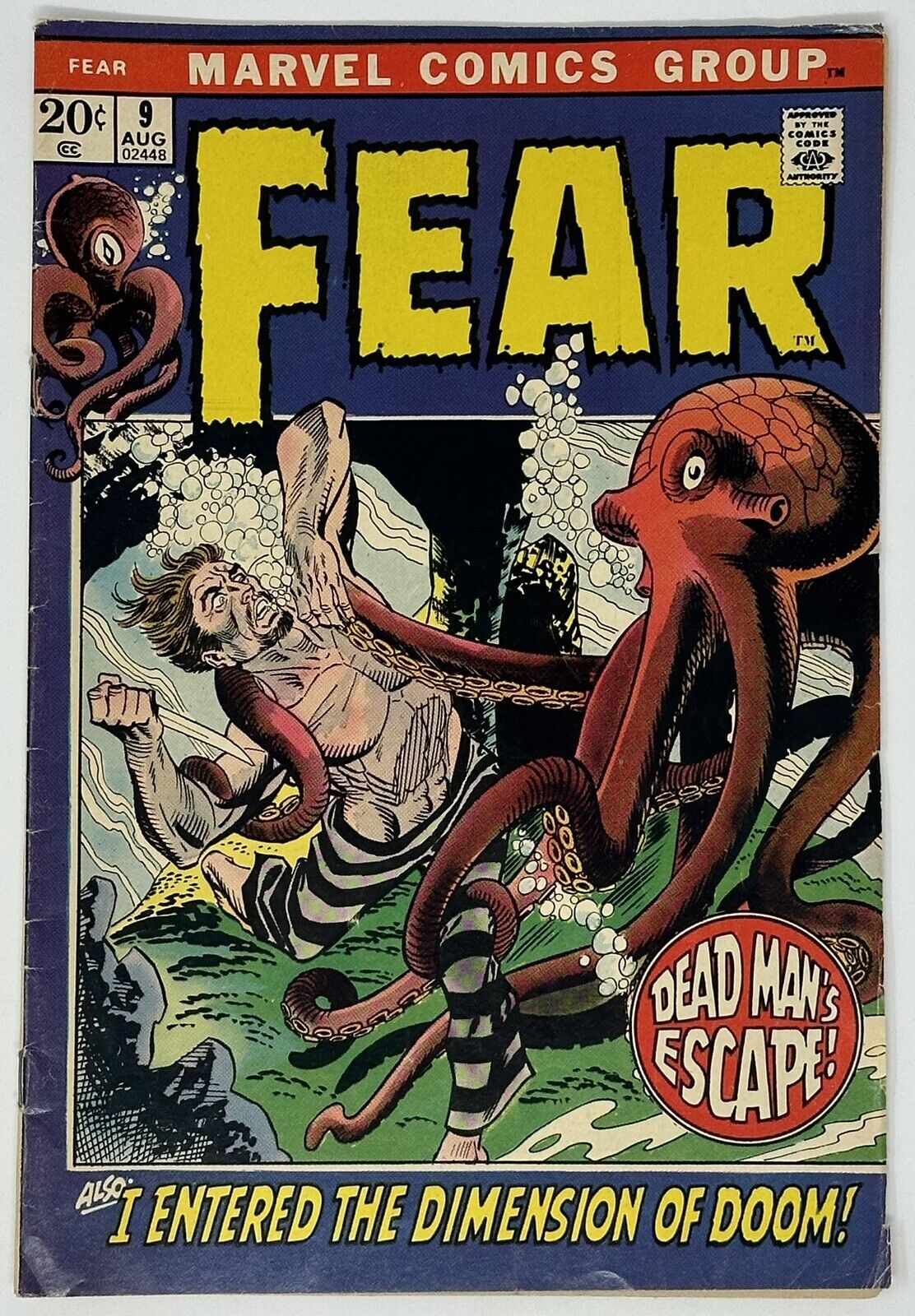 Fear Marvel Comics Group Book #9 August 1972 Issue Dead Man’s Escape