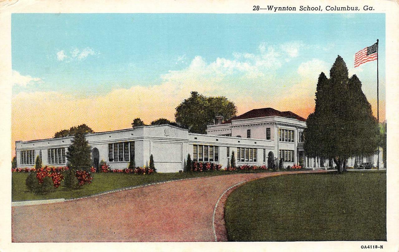 COLUMBUS, Georgia GA    WYNNTON SCHOOL   ca1940\'s Curteich Linen Postcard