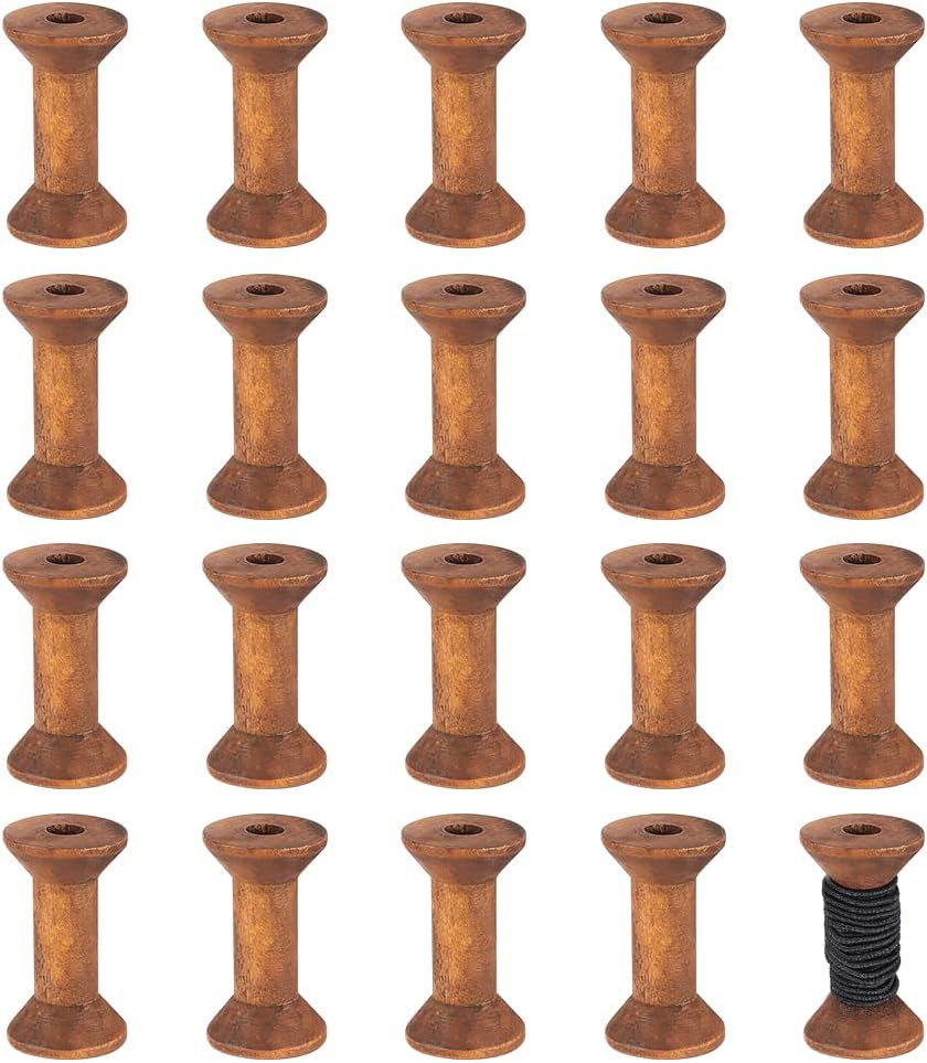 20Pcs Antique Wooden Empty Spools 1.57 Empty Thread Spools Wooden Ribbon Spool
