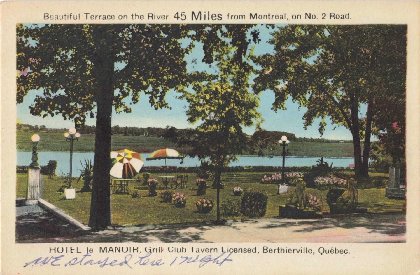 Berthierville Canada, Hotel le Manoir Grill Club Terrace, Vintage Postcard