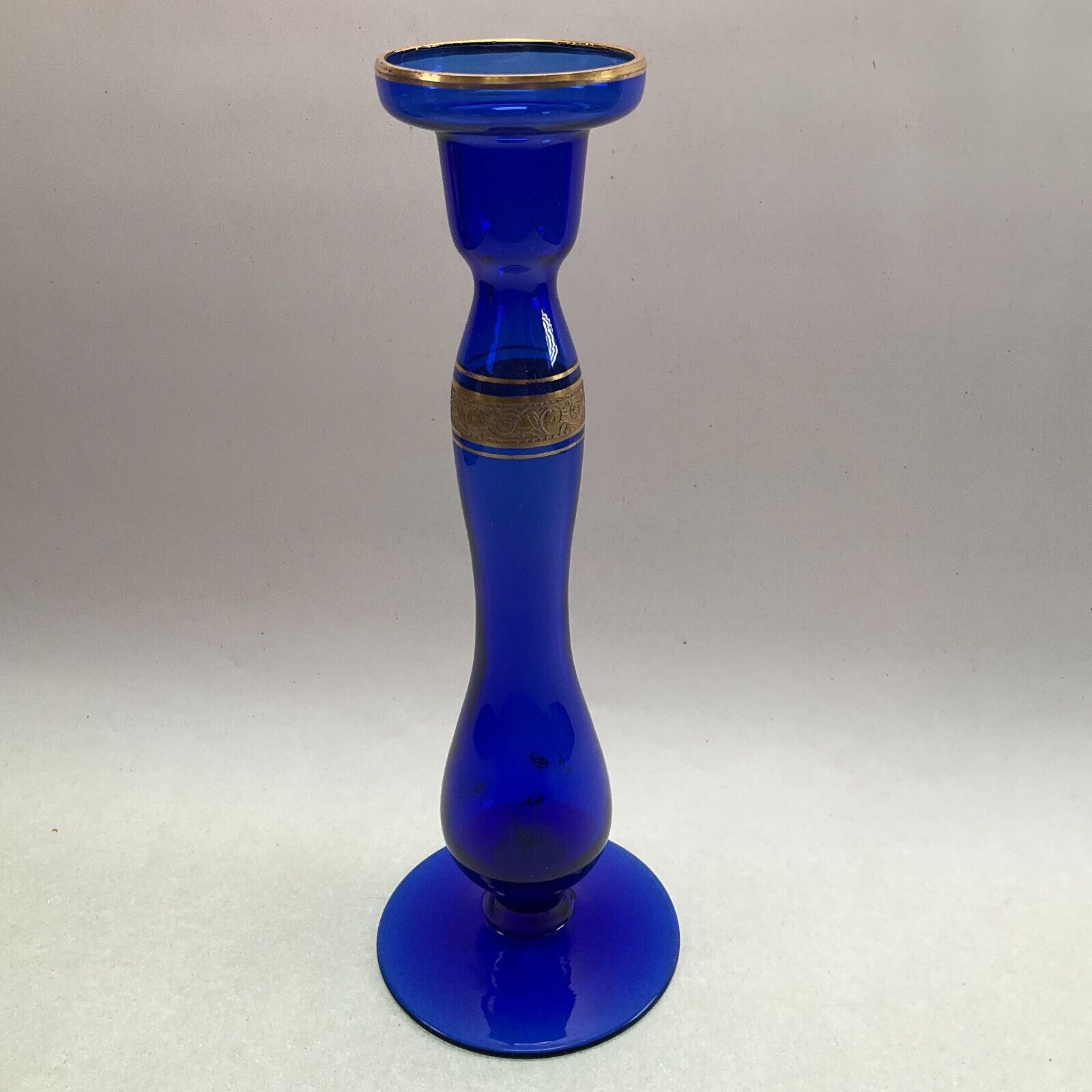 Vintage Cobalt Blue Candle Holder / Bud Vase