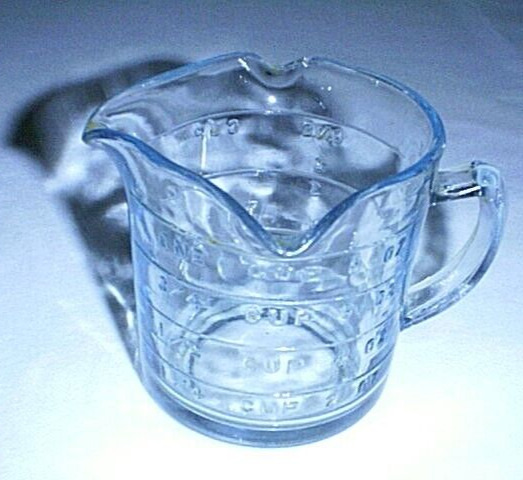 Vtg Fire King SAPPHIRE BLUE Glass 8 oz / 1 Cup Triple (3) Spout Measuring Cup