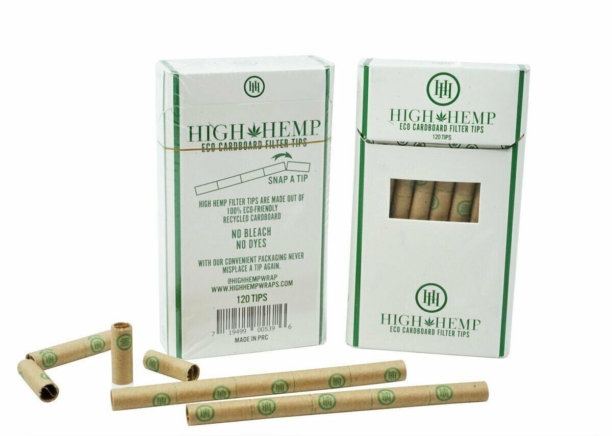 High Hemp Unbleached Eco Cardboard Filter Tips Box of 120 US Stock