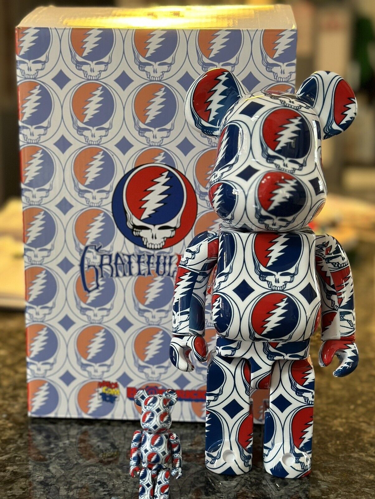 Grateful Dead - Steal Your Face 100% & 400% Bearbrick Set. Opened Box.