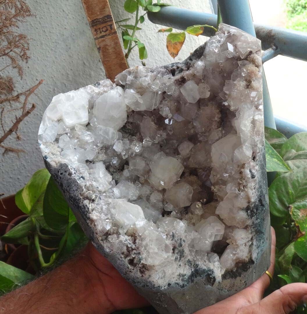 Apophyllite On Chalcedony Geode Minerals Specimen India