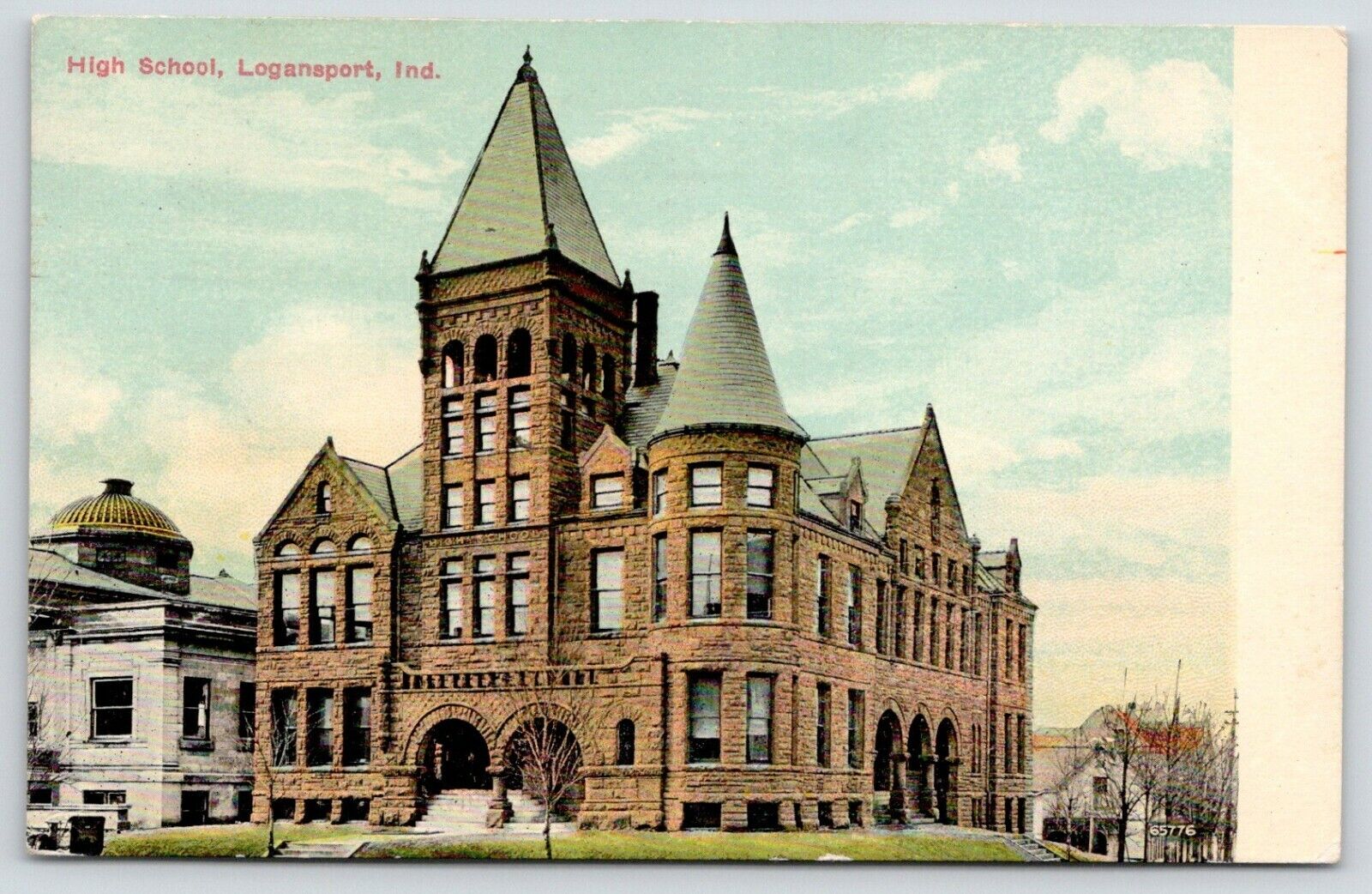 Logansport Indiana~High School~Roosevelt Building~Gone Now~1913 Postcard