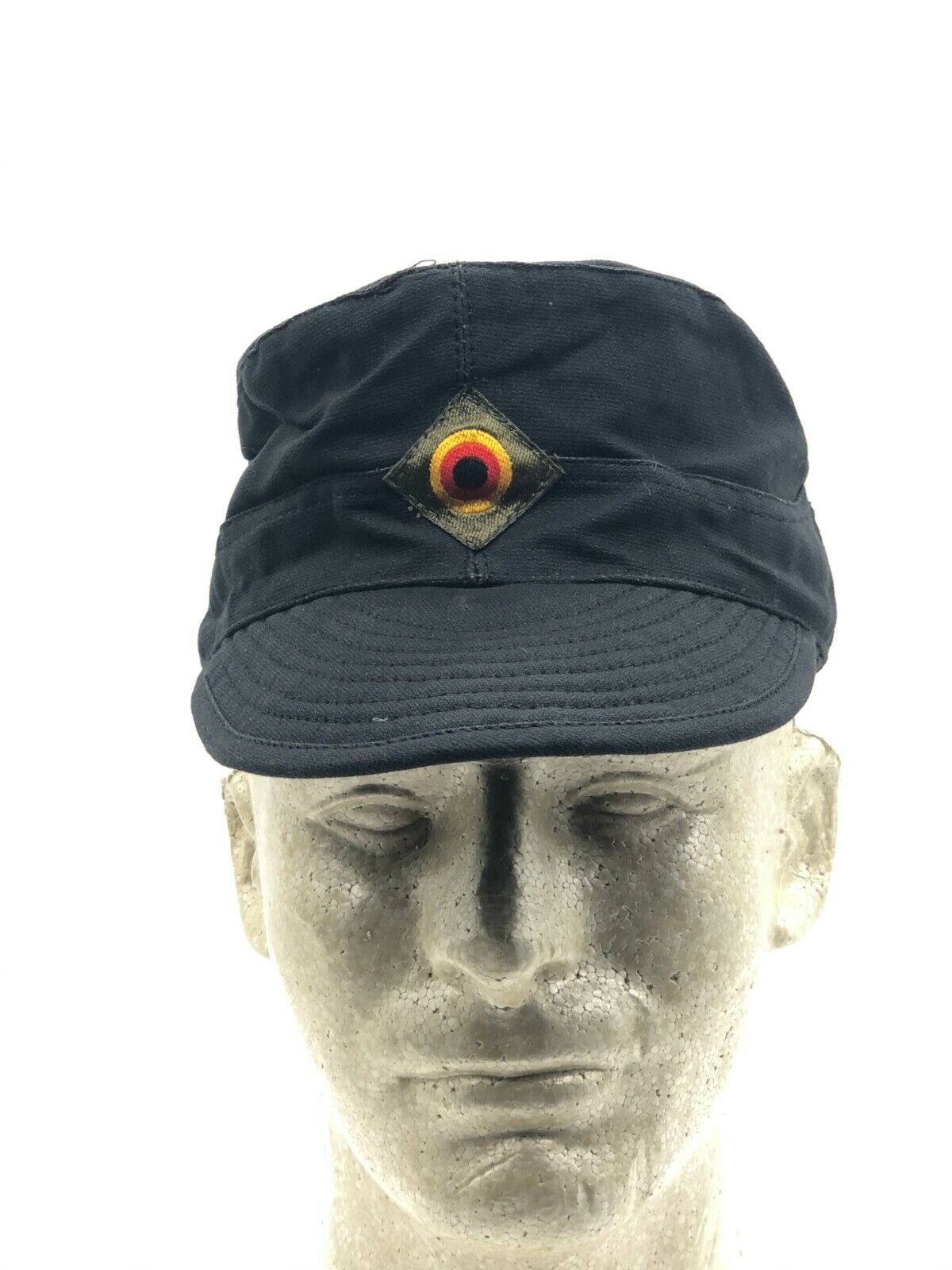 Vintage German Made Military Black Moleskin Field Hat, Blend, Large DDR 59