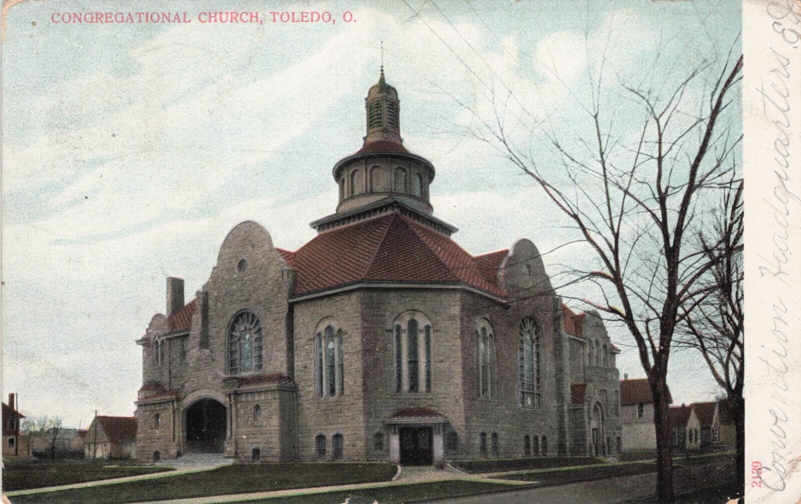 Vintage Postcard Toledo Ohio Congregational Church 1908 502