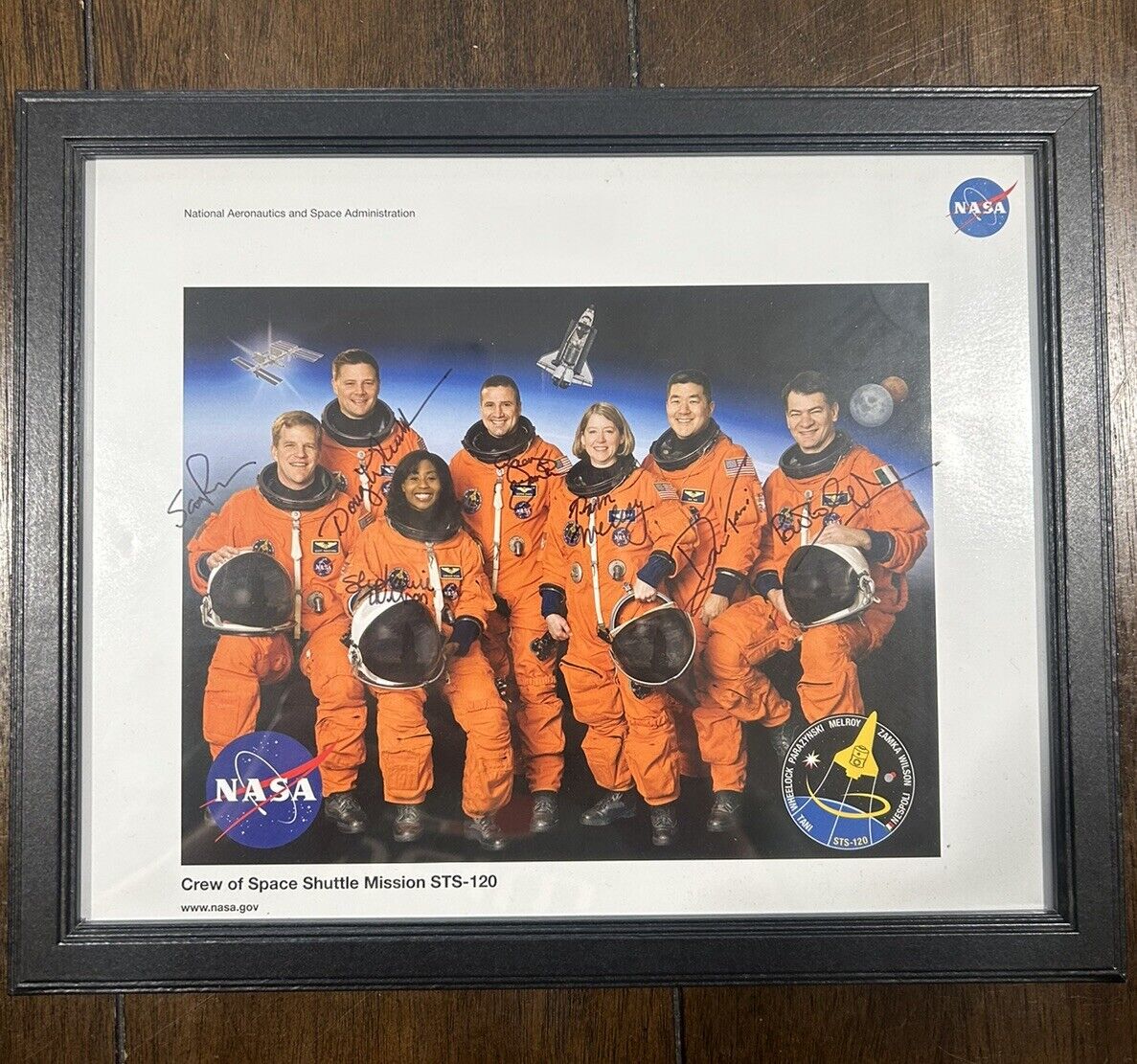 NASA STS-120 Autographed Photo Of All 7 Astronauts Framed 10x8
