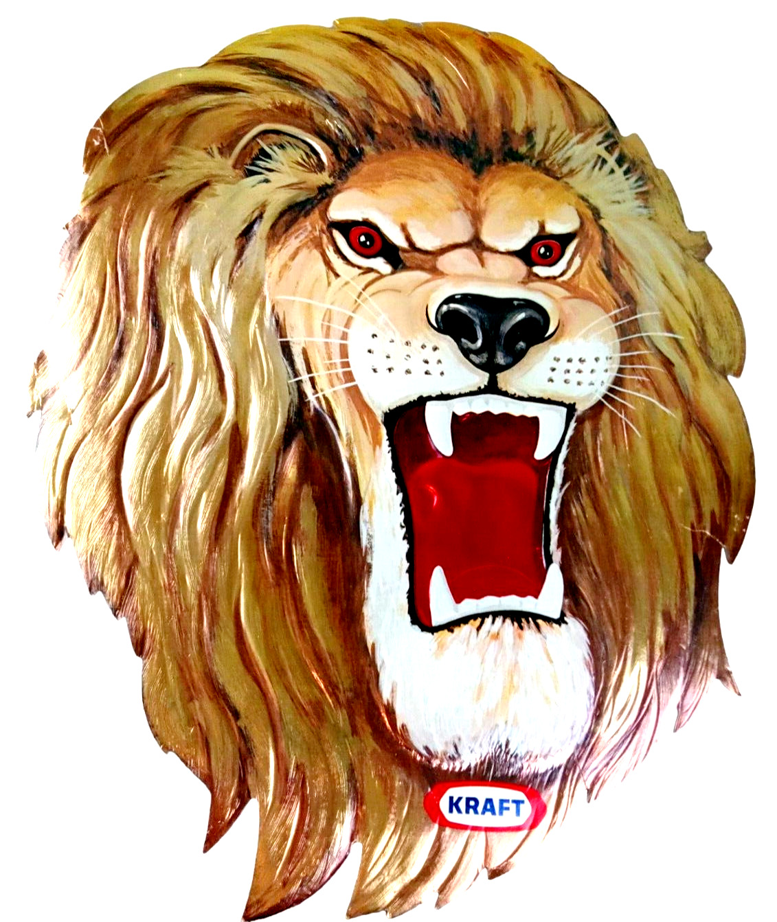 Vintage KRAFT Candy Advertising Circus LION Wonderflex Figural Foil Poster Sign