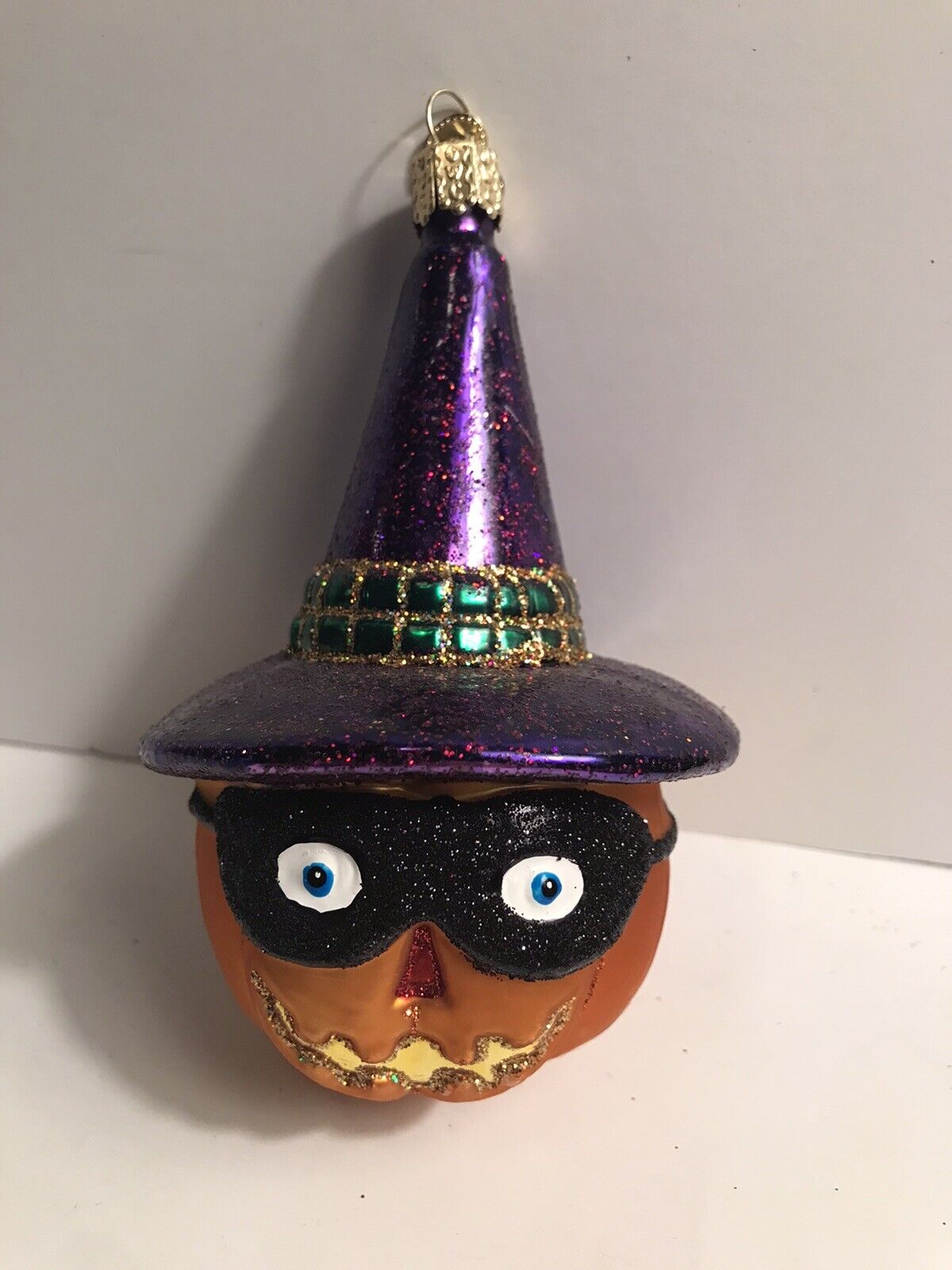 Old World Christmas Glass Masked Witch Jack O Lantern 5\