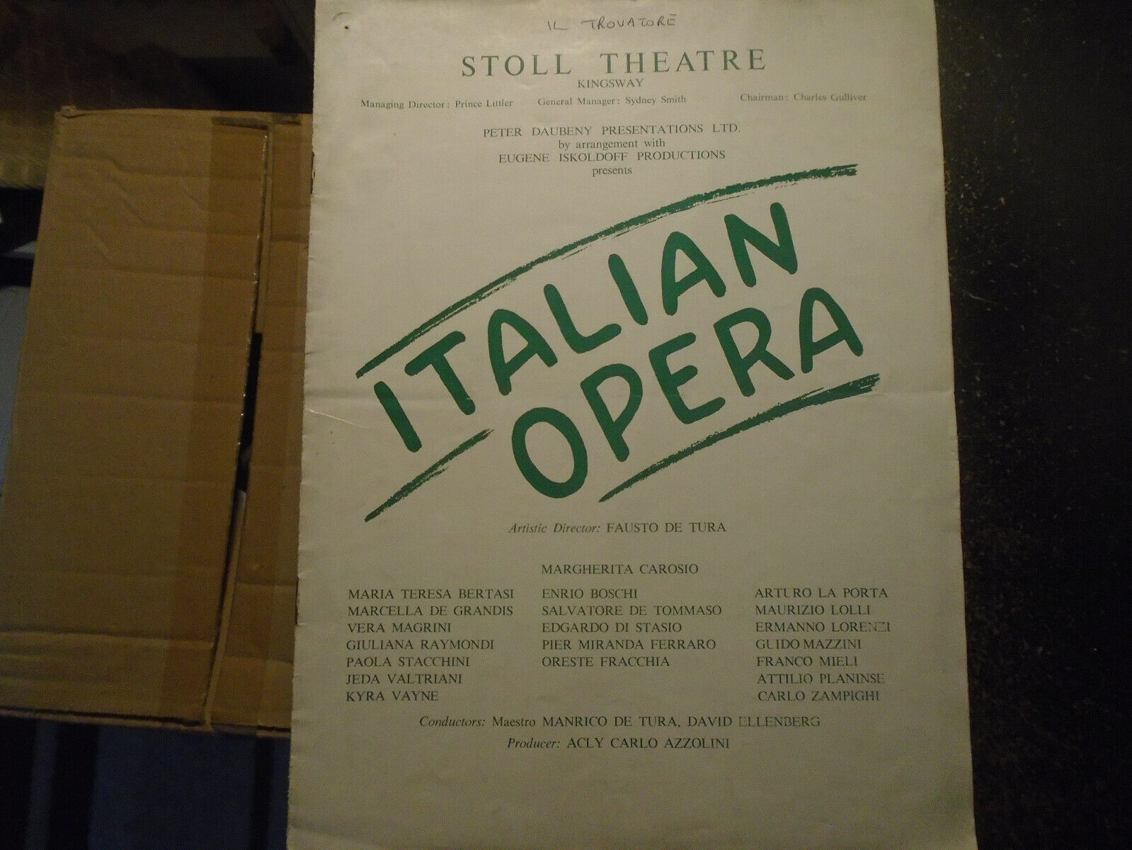 c1940s IL Trovatore Stoll Theatre Margherita Carosio Italian Opera Programme 