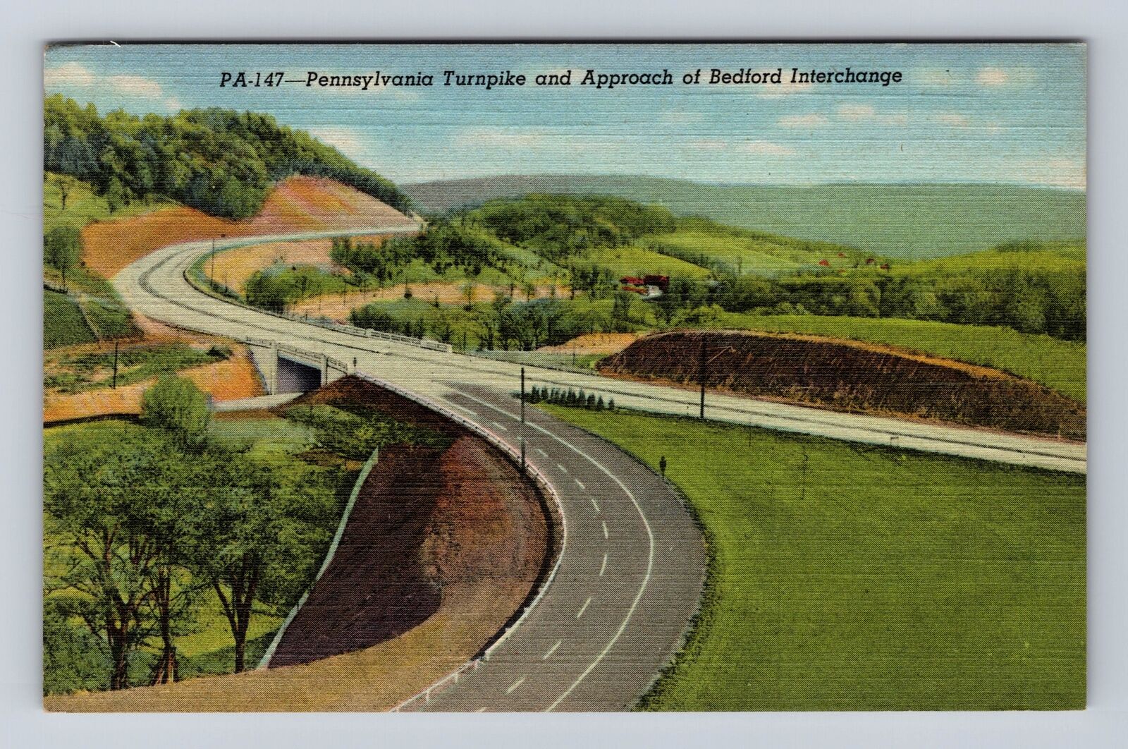 Bedford PA-Pennsylvania, Pennsylvania Turnpike, Antique Vintage Postcard