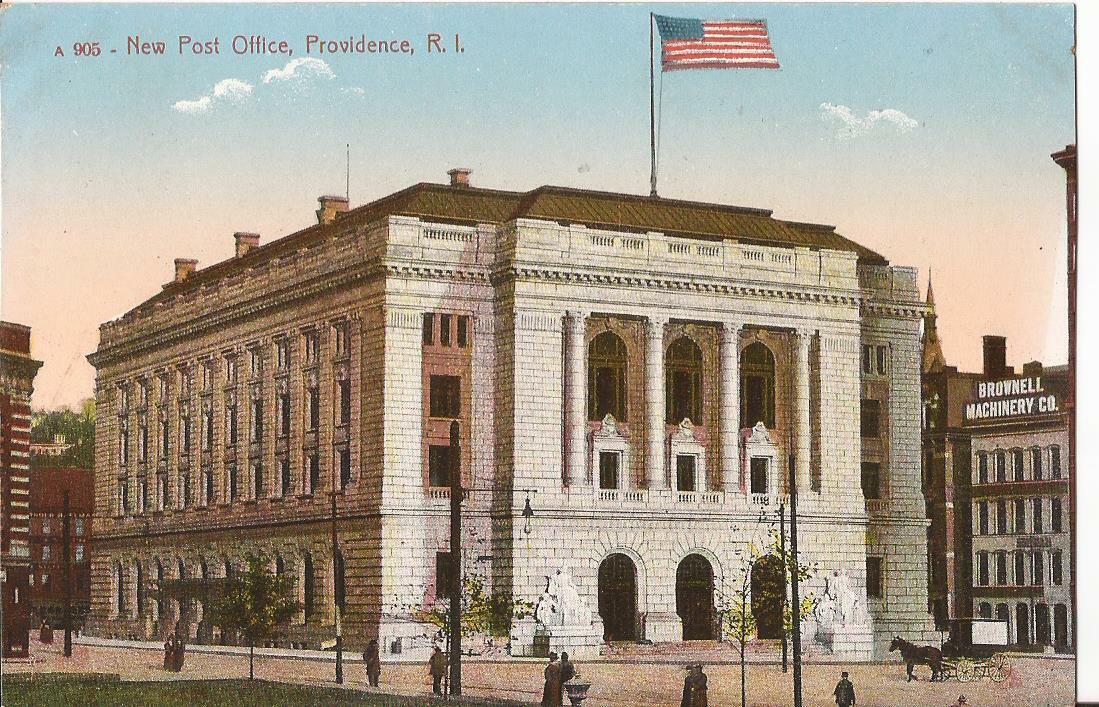 Providence Rhode Island New Post Office Brownell Mach c.1920 Vintage Postcard C7
