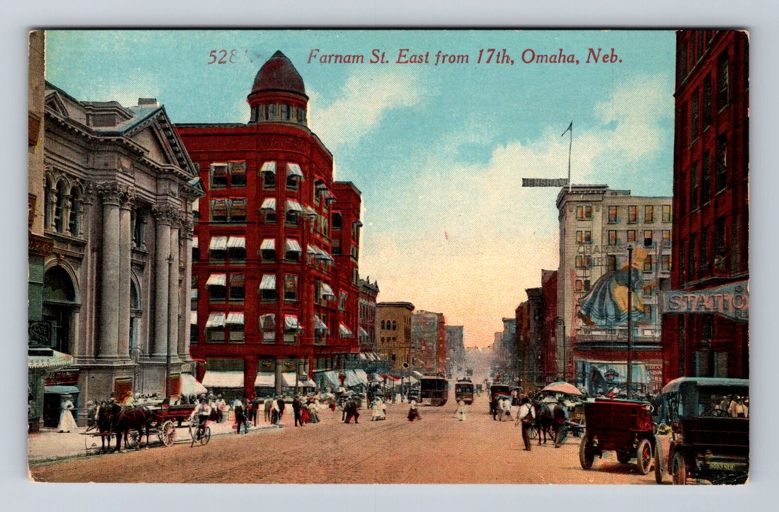 Omaha NE-Nebraska, Farnam Street East From 17th, Antique, Vintage Postcard