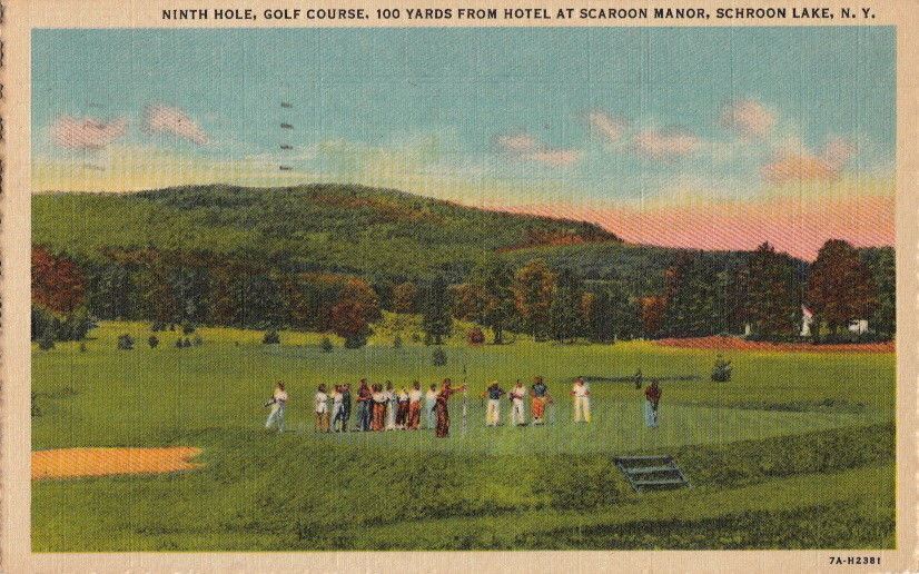 Postcard Ninth Hole Golf Course Hotel Scaroon Manor Schroon Lake NY 