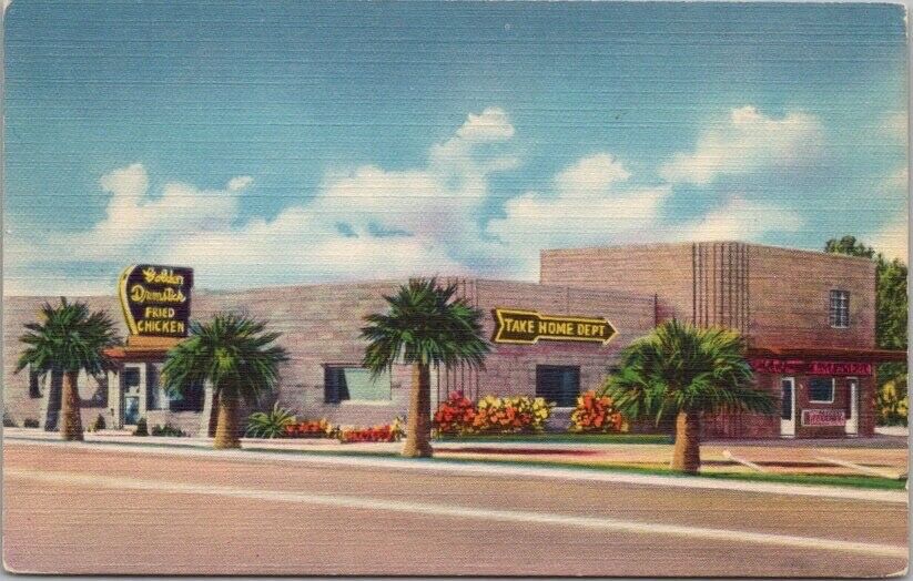 PHOENIX, Arizona Postcard GOLDEN DRUMSTICK RESTAURANT Linen Unused c1940s Unused