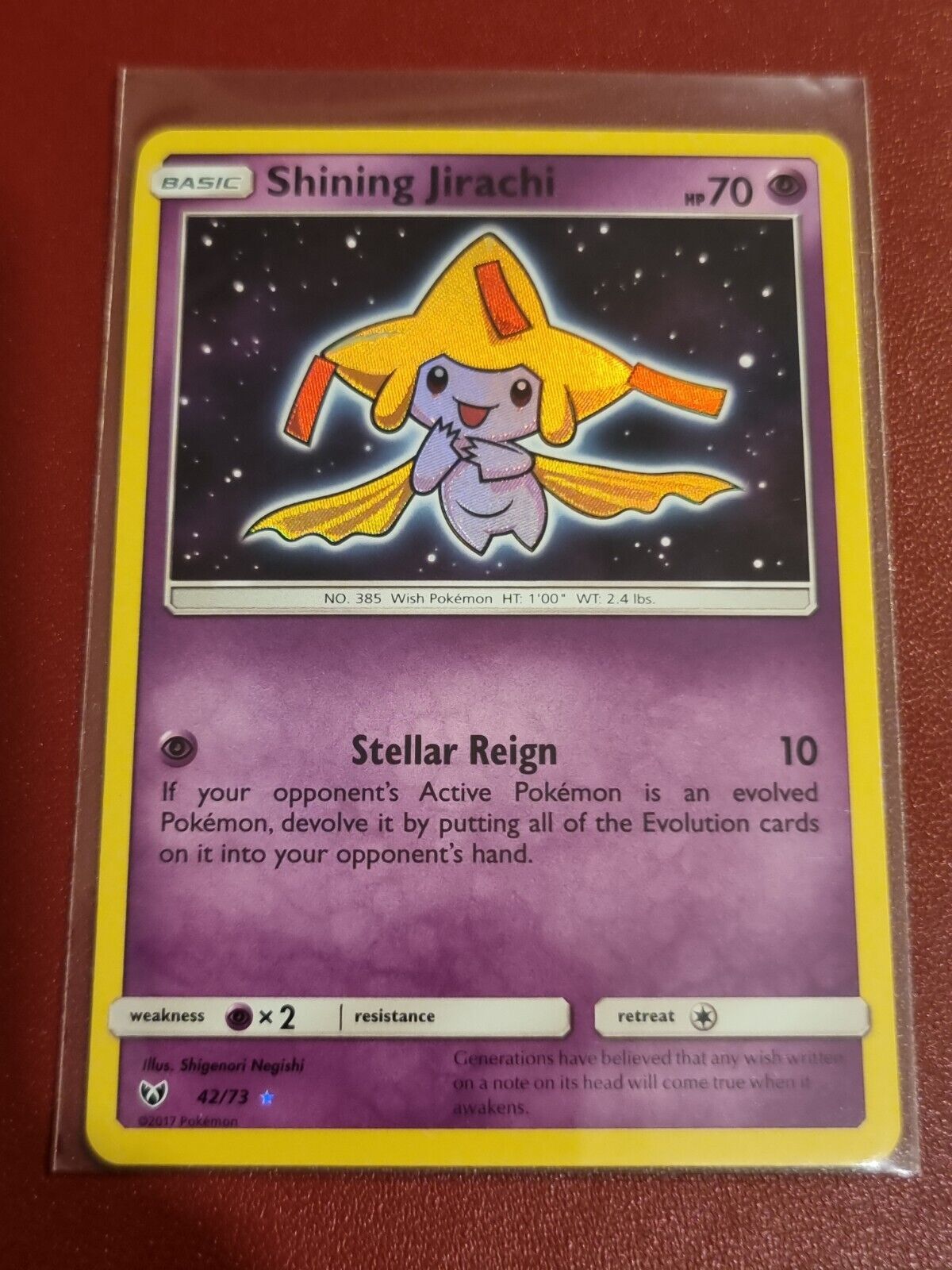 Pokemon Shining Jirachi 42/73 Shining Legends Sun & Moon Holo Card TCG