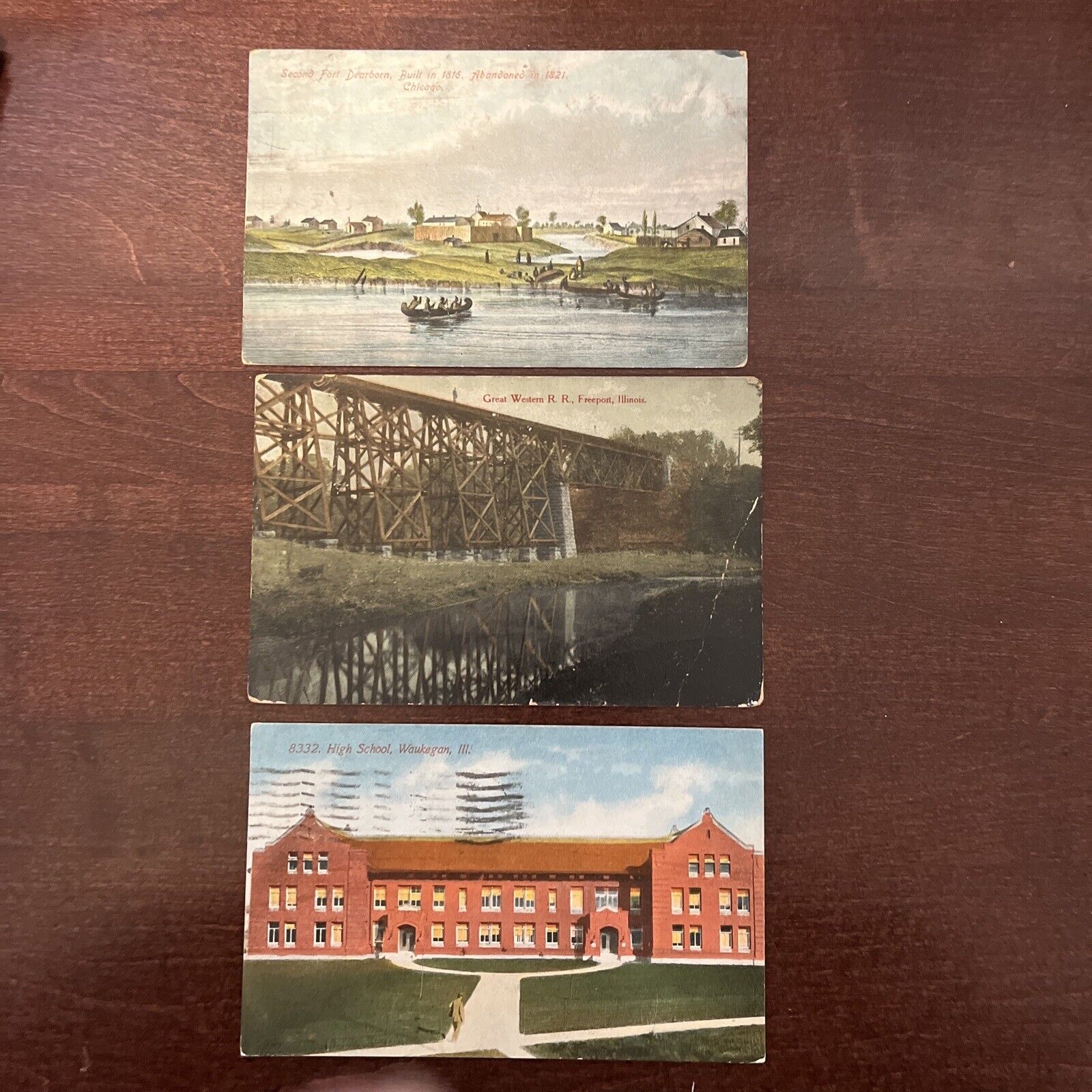 Vintage 100 Year Old Illinois Postcards 