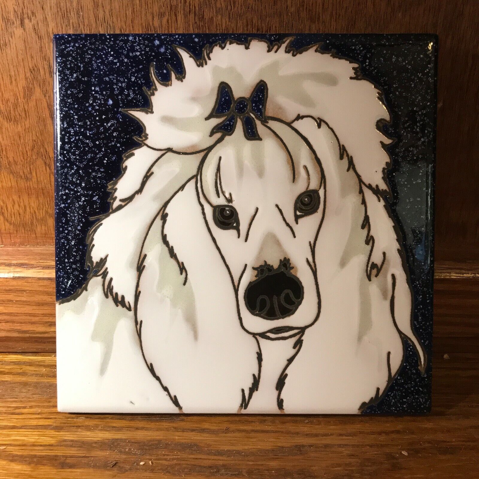 Poodle Dog, Standard Cut -Hand Painted Tile by Pumpkin Tile - 6 x 6\