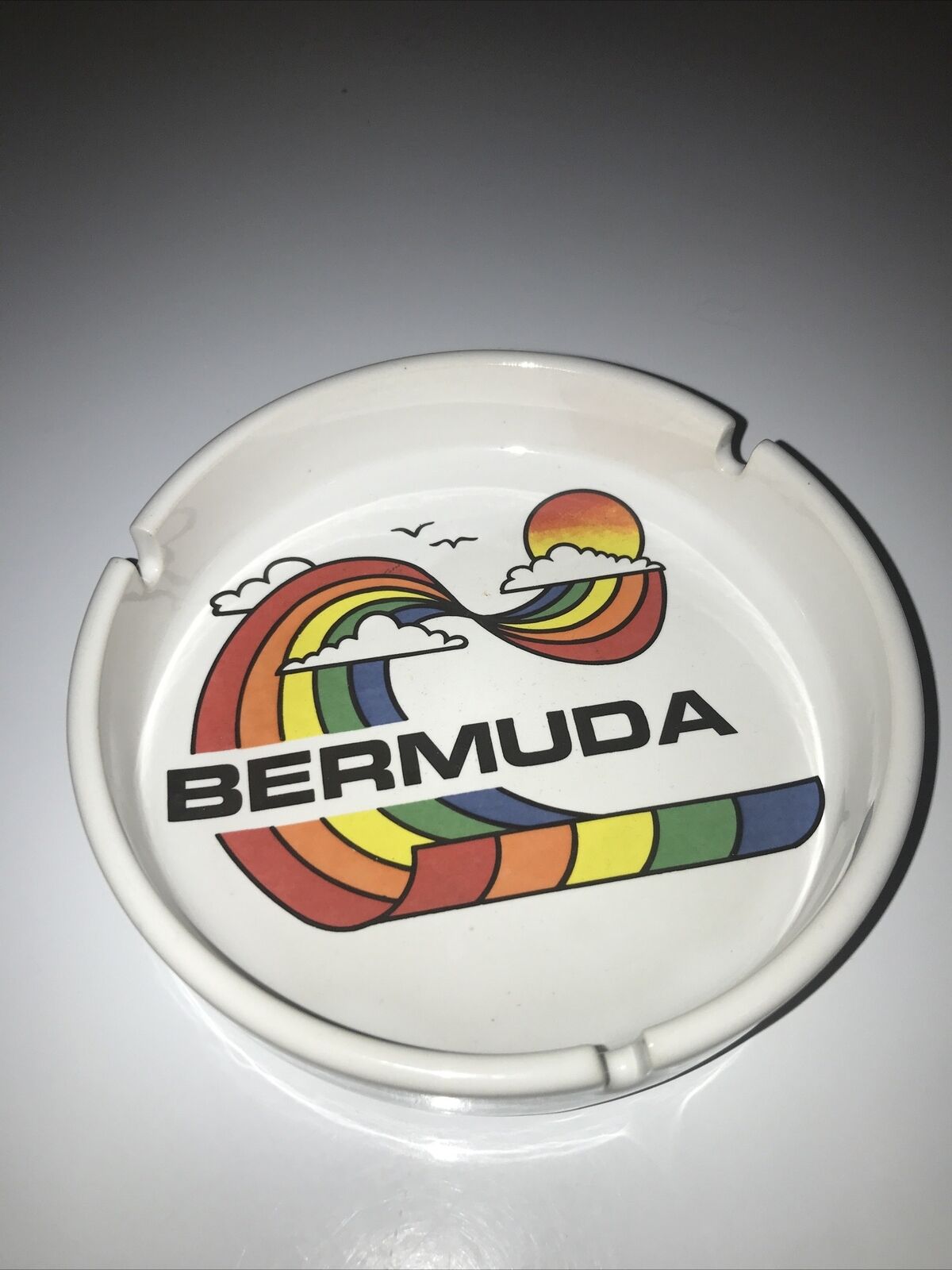 Bermuda Vintage Ashtray 1970’s Rainbow Design RARE