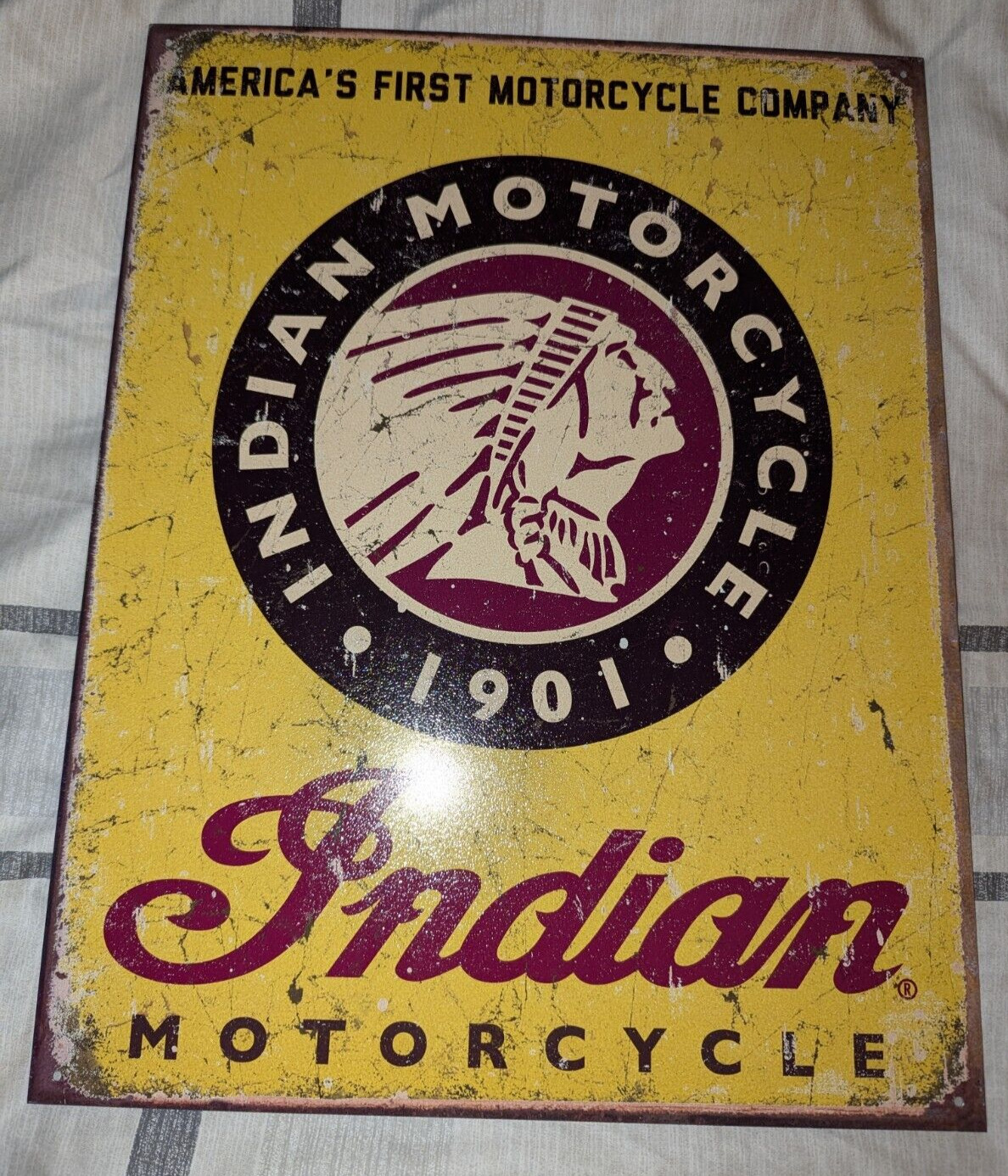 Indian Motorcycles Vintage Style Sign - Metal - Gas / Oil - Harley Retro
